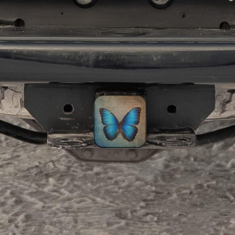 Swono Towing Hitch Cover Butterfly, Beautiful Stain Animal Butterflies Blue Trailer Hitch Tube Cover Plug Cap Universal Fit 2 Inch Receiver Hitch Covers for Pickup Trucks SUV Cars - Image 5
